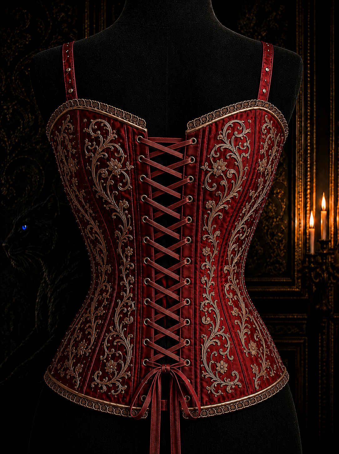 Corset Velara Muse — dos, édition bordeaux