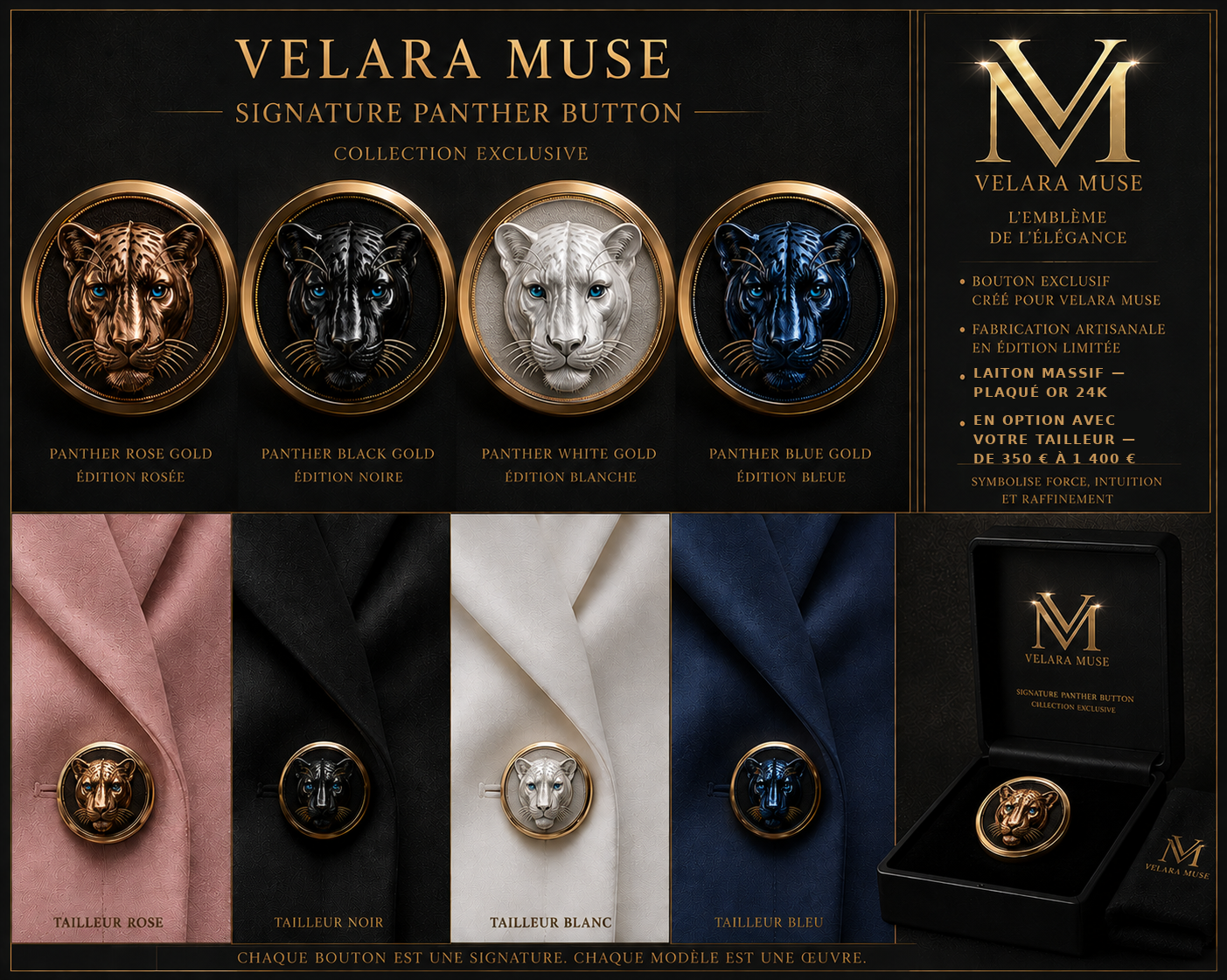 Le Sceau Panther Velara Muse — quatre finitions, présenté dans son écrin